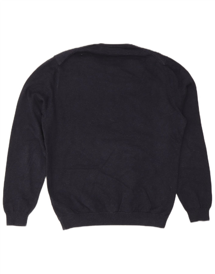 Męski sweter z okrągłym dekoltem Massimo Dutti, średni granatowy, bawełniany