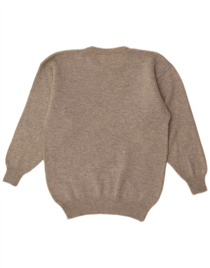 Męski sweter Shetland Jeneros z okrągłym dekoltem, średnioszary, geometryczny