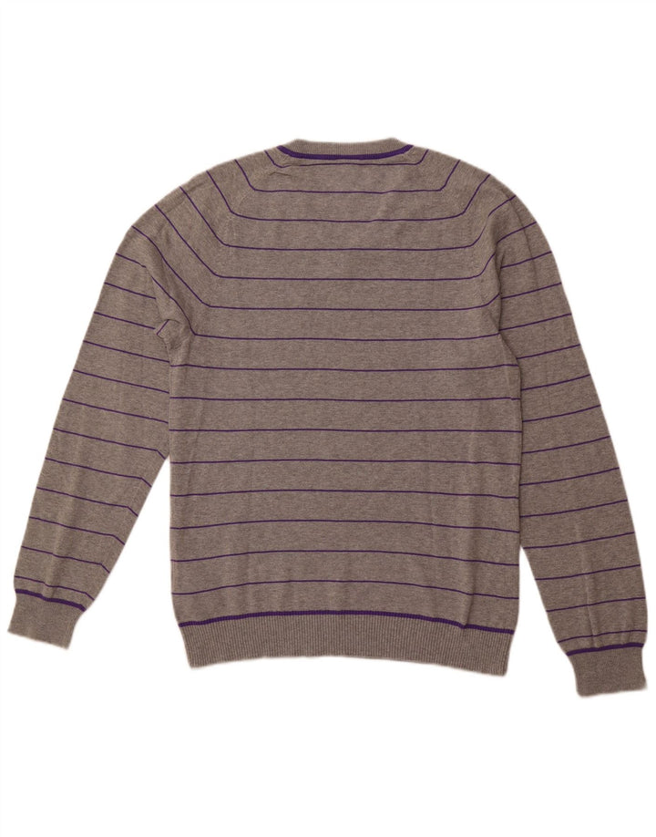 Męski sweter NIKE z dekoltem w kształcie litery V, UK 38/40, bawełniany w średnie szare paski