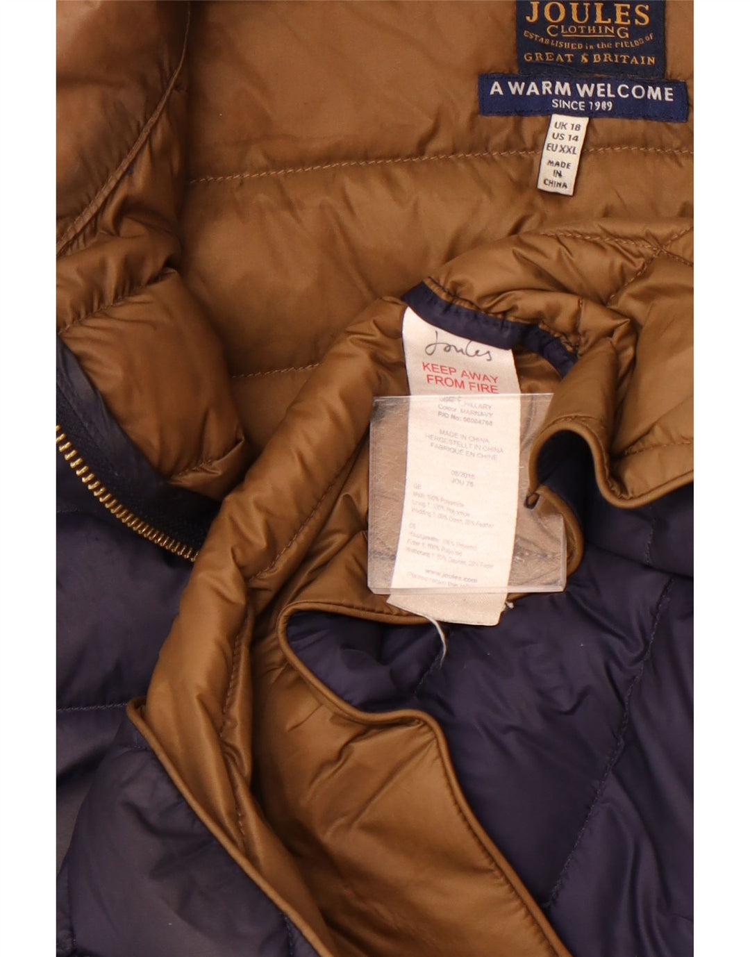 Damska ocieplana kurtka Joules UK 18 XL Granatowa, poliamidowa