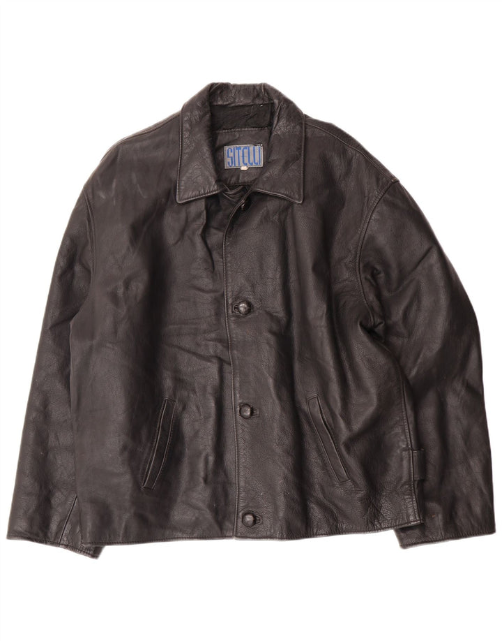 SITELLI Mens Leather Jacket IT 54 2XL Black Leather