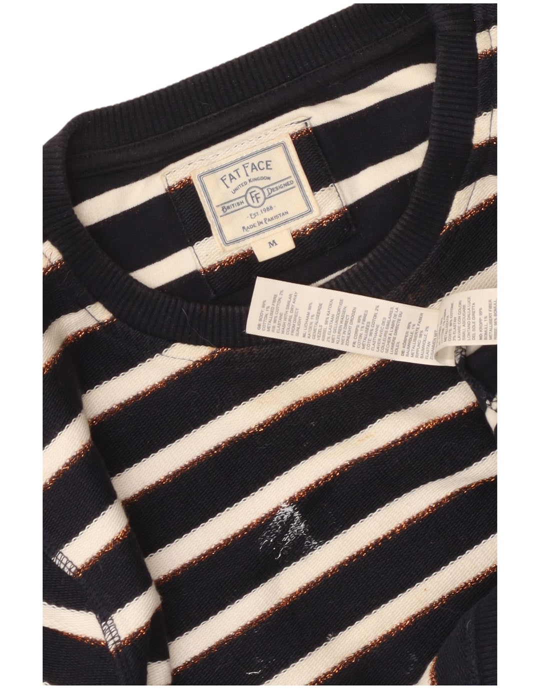 Damska bluza dresowa Fat Face UK 14 Medium Navy Blue Striped Nautical