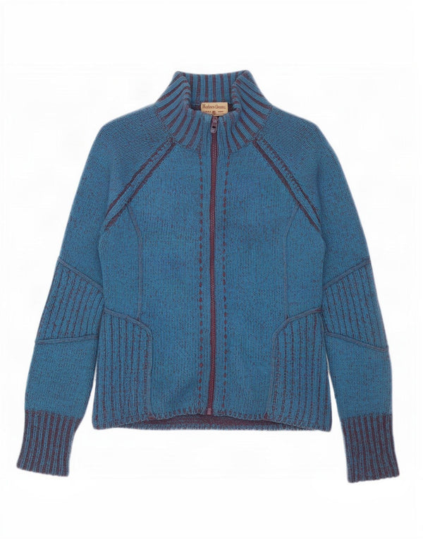 Marlboro Classics Damski sweter rozpinany na zamek UK 18 XL Niebieska wełna owcza
