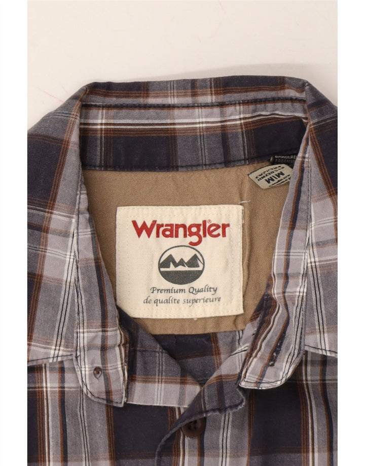 WRANGLER Mens Shirt Medium Navy Blue Check Cotton Vintage Wrangler and Second-Hand Wrangler from Messina Hembry 
