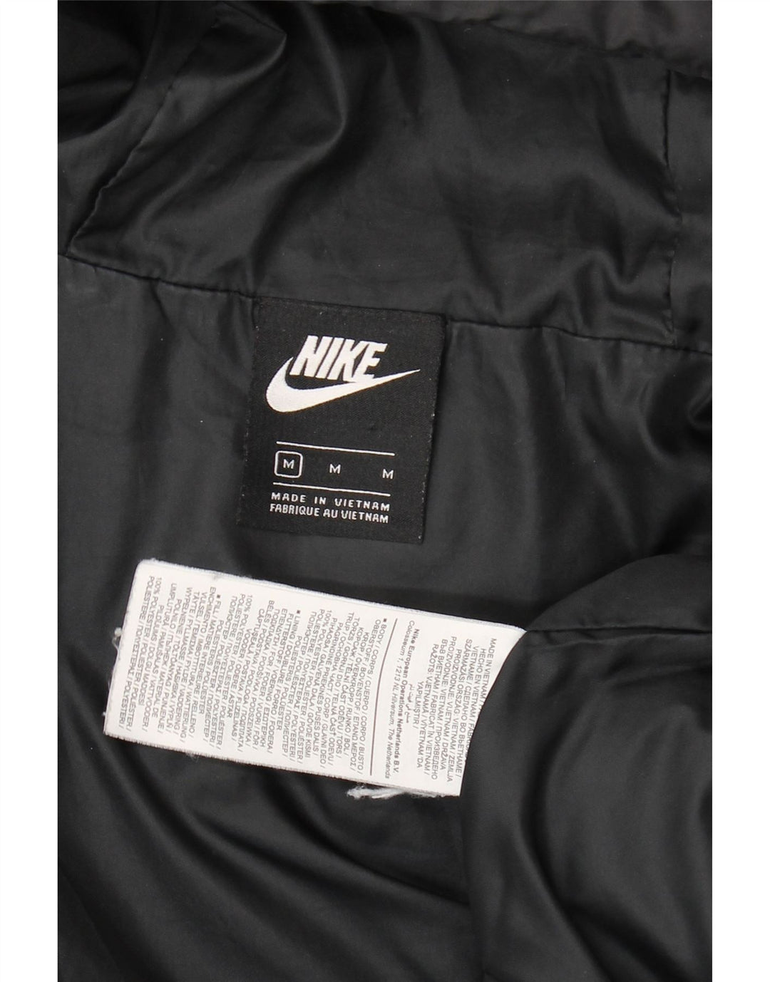 Chłopięca wyściełana kurtka z kapturem i grafiką Nike, 10-11 lat, średni czarny poliester