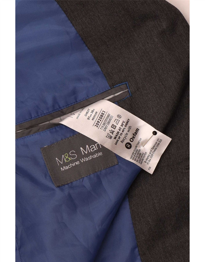 Marks & Spencer Męska marynarka zapinana na 2 guziki UK 38 Średni szary poliester