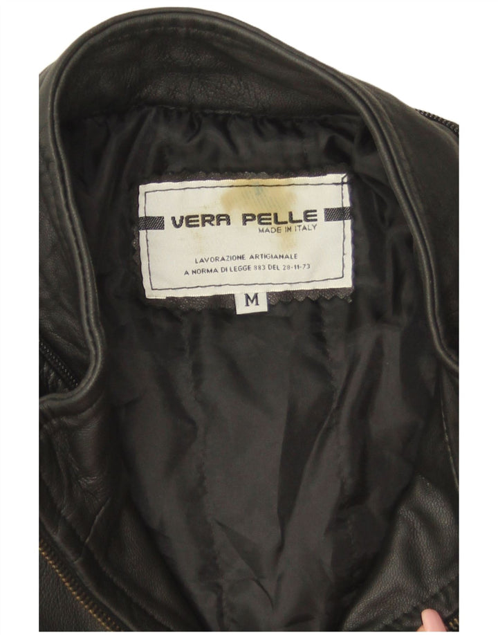 Vintage męska kurtka skórzana bomber UK 38 średniej czarnej skóry