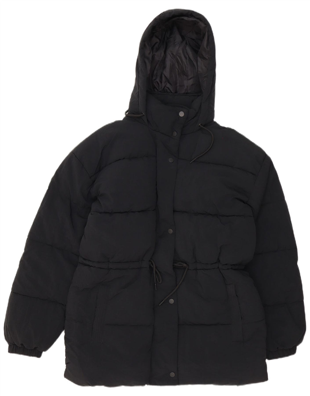 Damska kurtka z kapturem, oversize, wyściełana Topshop UK 8, mała, czarna, poliester