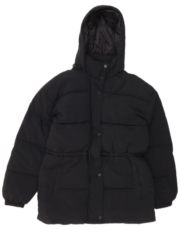 Damska kurtka z kapturem, oversize, wyściełana Topshop UK 8, mała, czarna, poliester