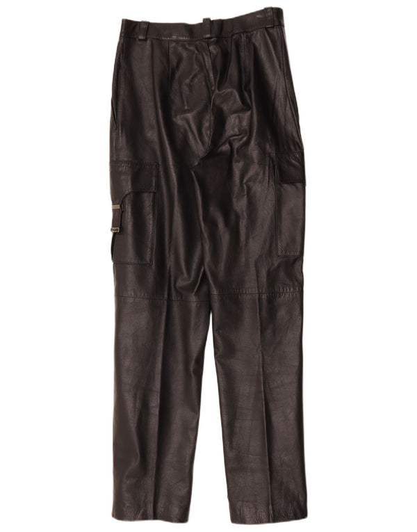 Spodnie damskie FLORENTIA, proste, skórzane, cargo IT 44, średnie, W28, L31, czarne