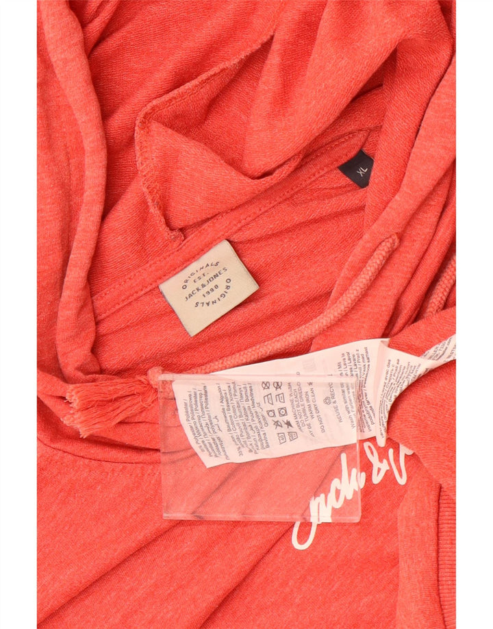 Męski sweter z kapturem Jack & Jones XL, czerwony, poliester