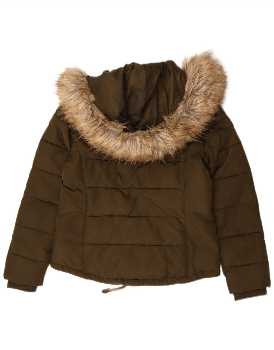 Damska ocieplana kurtka z kapturem Topshop UK 12, średni khaki, poliester