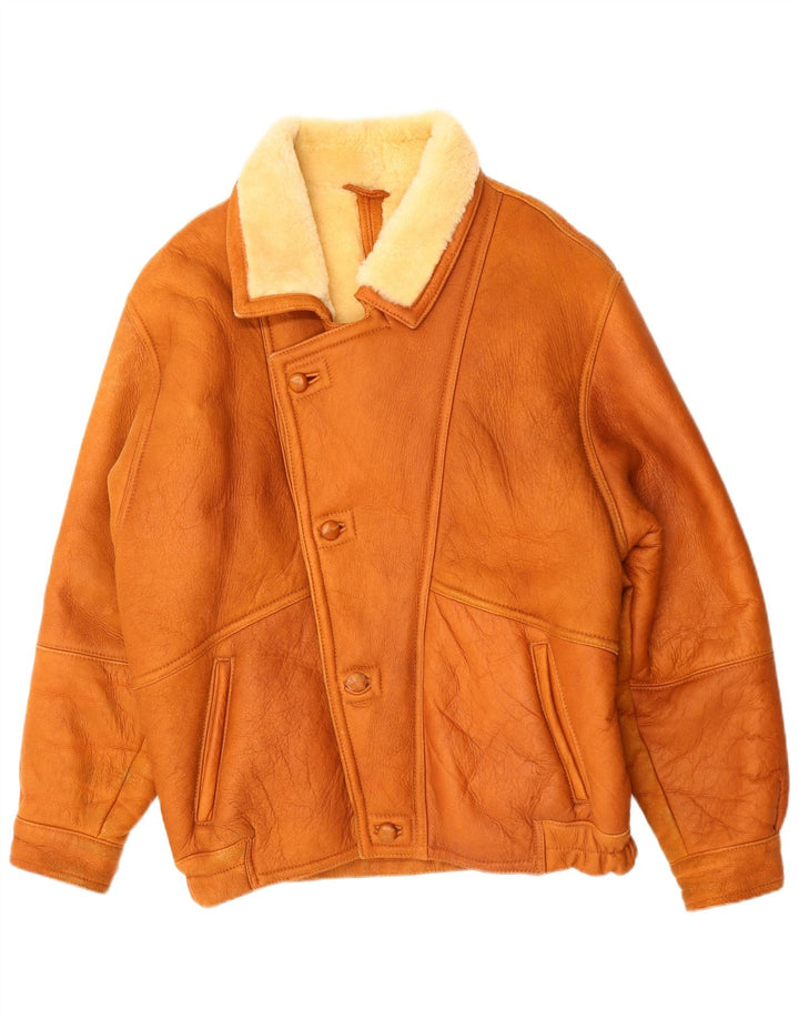 Męska kurtka shearling VINTAGE IT 50, duża, brązowa