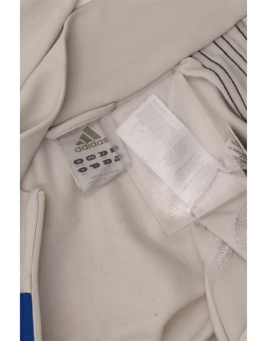 Adidas Męska bluza dresowa UK 34/36 Mały biały poliester z blokami kolorów