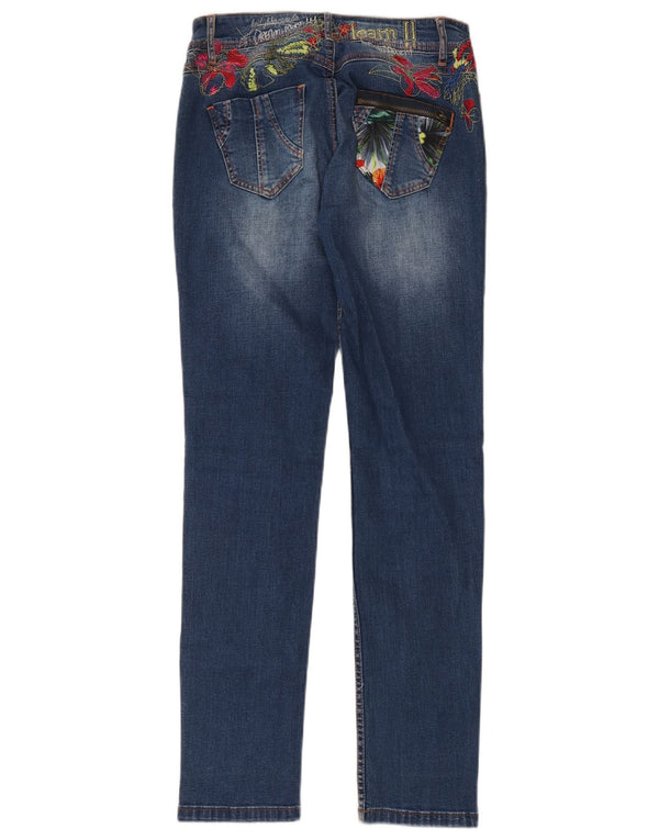 Damskie jeansy typu slim Desigual W29 L32 Niebieskie kwiatowe bawełniane