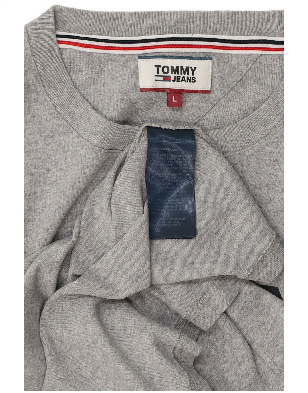 Męski T-shirt z grafiką TOMMY HILFIGER, duży, szary, bawełniany
