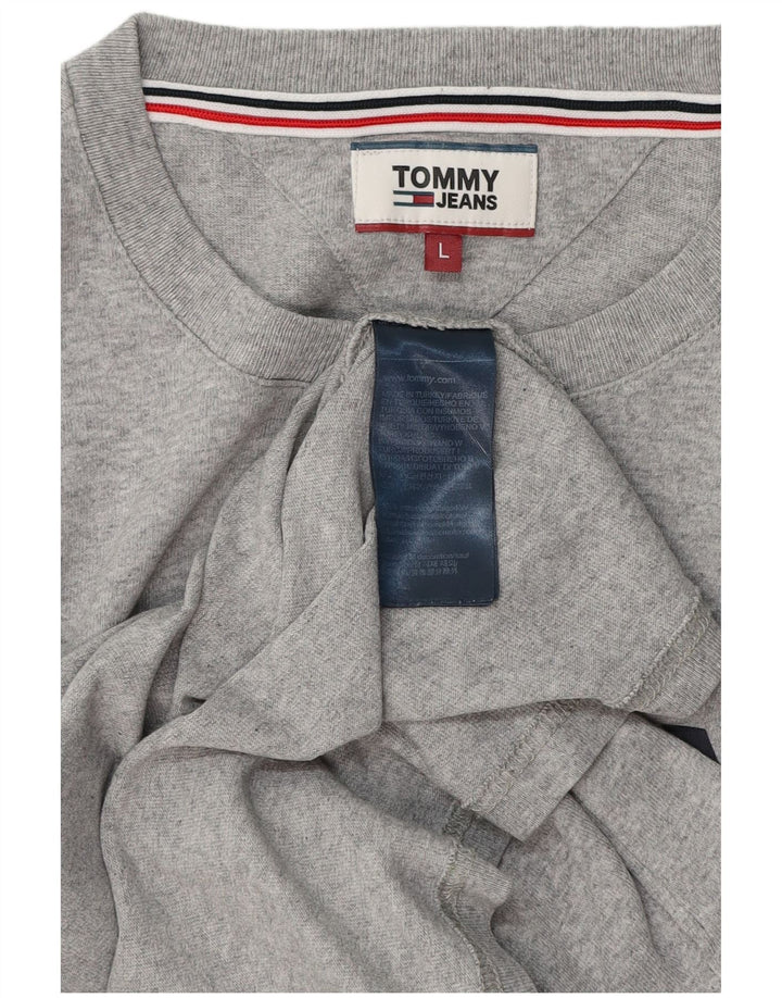 Męski T-shirt z grafiką TOMMY HILFIGER, duży, szary, bawełniany