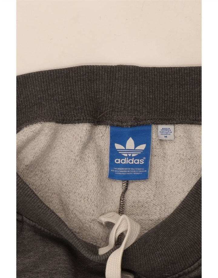 Męskie spodnie dresowe ADIDAS z grafiką, średnioszare, bawełniane