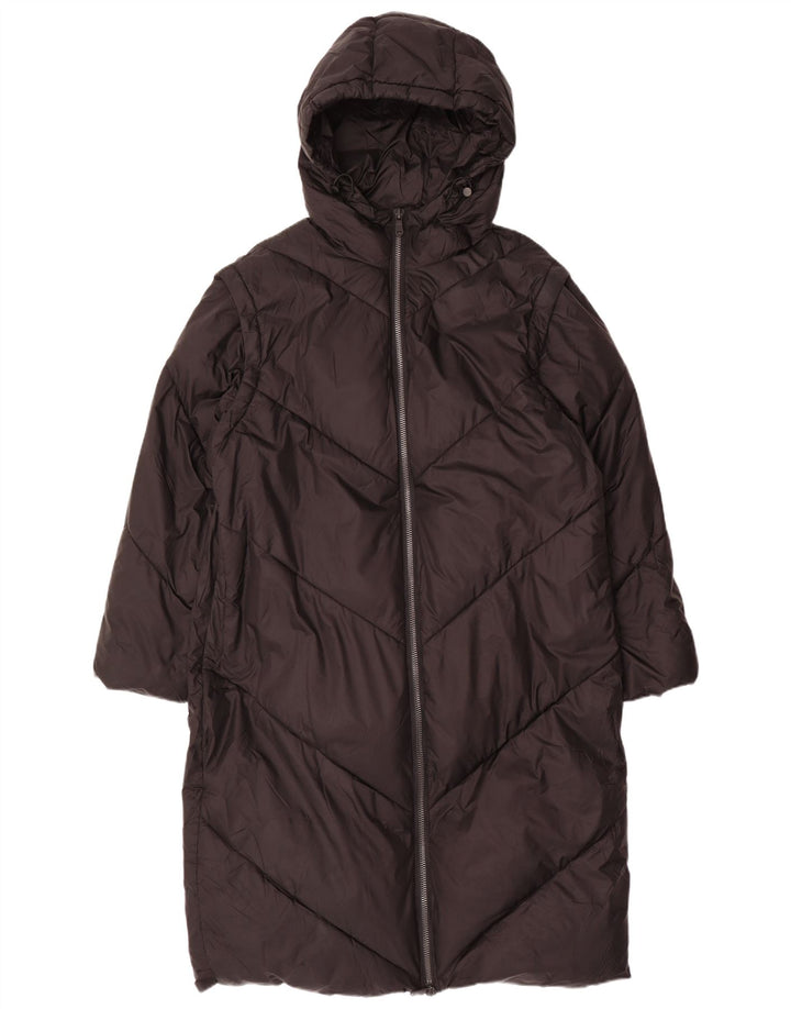 Damski, oversize'owy, ocieplany płaszcz z kapturem ZARA UK 14, średni czarny