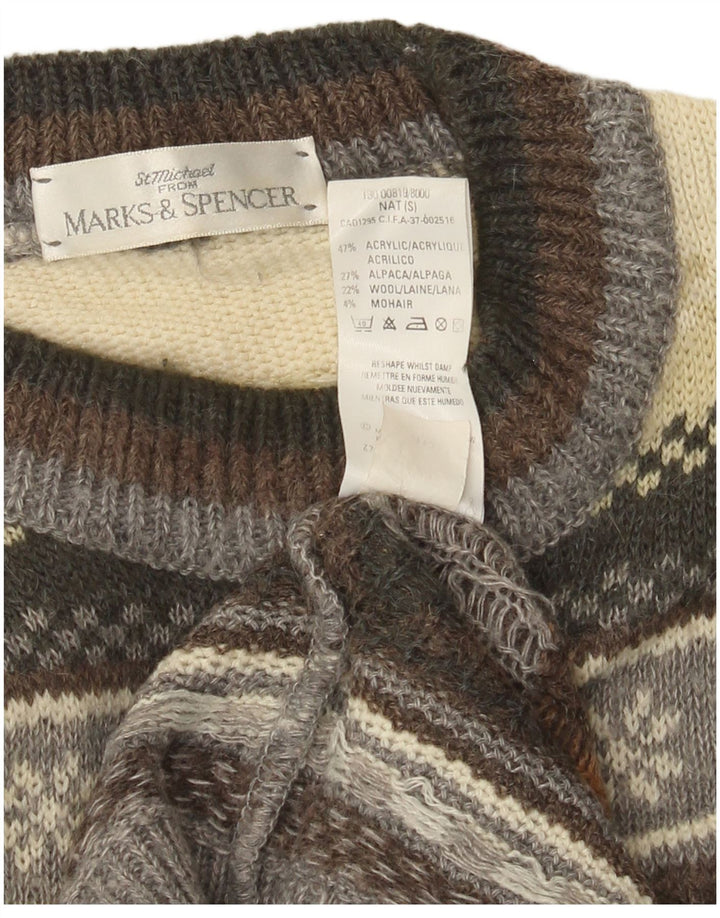 Marks & Spencer Męski sweter St. Michael z okrągłym dekoltem, mały, brązowy