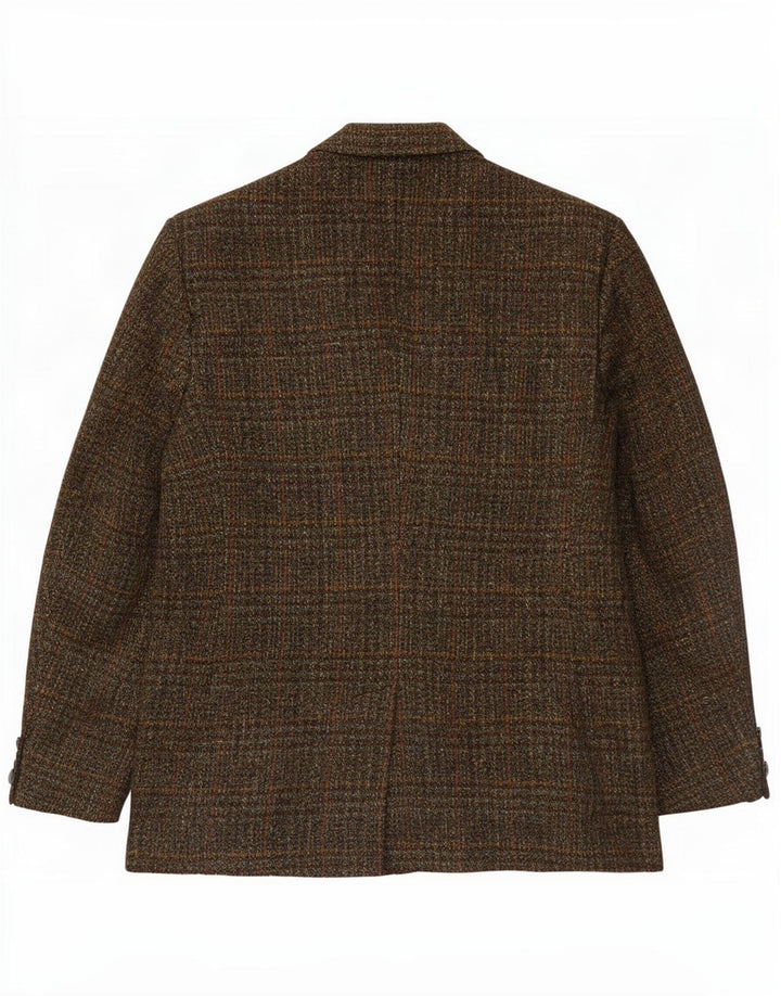 Męska marynarka zapinana na 3 guziki Harris Tweed UK 38 Średnia wełniana krata khaki