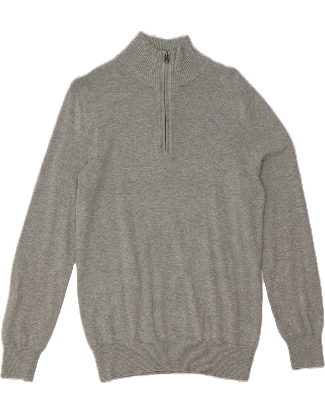 J. CREW Womens Zip Neck Jumper Sweater UK 10 Small Grey Cotton Vintage J. Crew and Second-Hand J. Crew from Messina Hembry 
