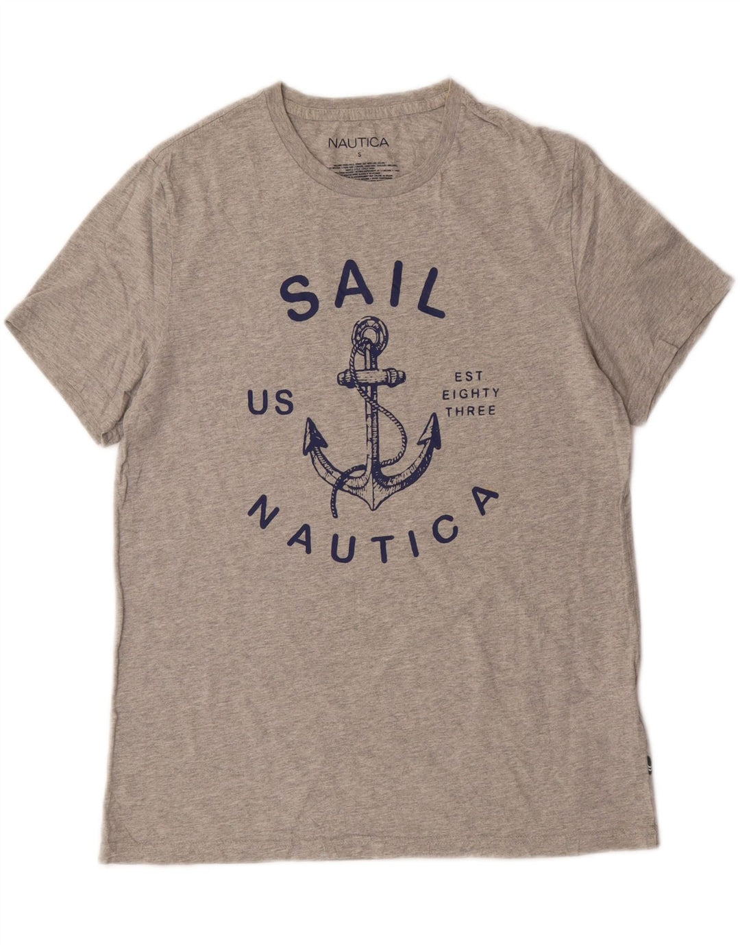 NAUTICA Mens Graphic T-Shirt Top Small Grey Cotton Vintage Nautica and Second-Hand Nautica from Messina Hembry 