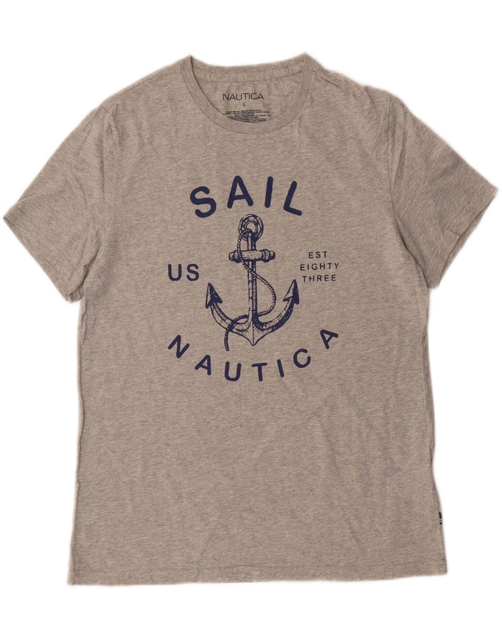 NAUTICA Mens Graphic T-Shirt Top Small Grey Cotton Vintage Nautica and Second-Hand Nautica from Messina Hembry 