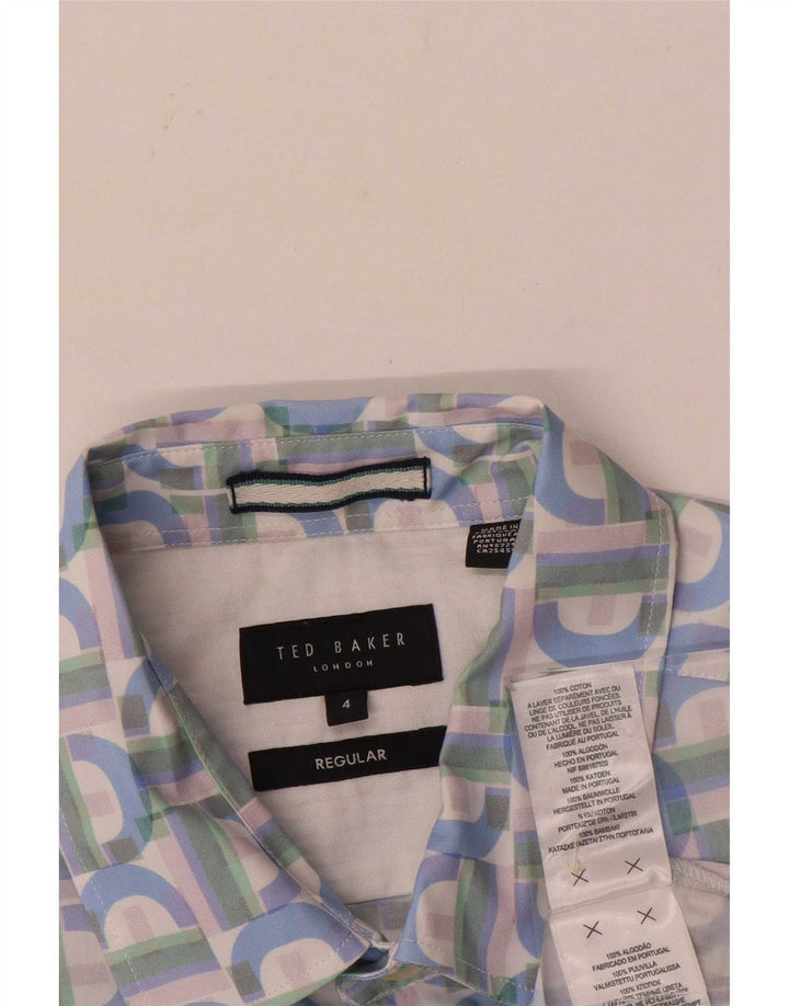Męska koszula z krótkim rękawem Ted Baker, rozmiar 4, duża, wielokolorowa, geometryczna