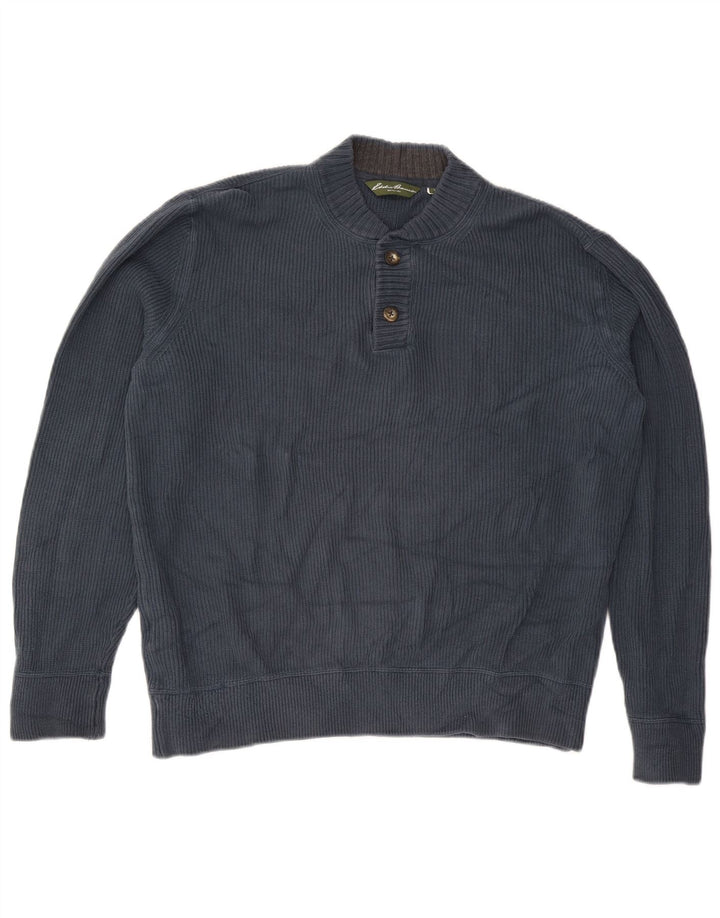 EDDIE BAUER Męski sweter z okrągłym dekoltem, duży, granatowy, bawełniany