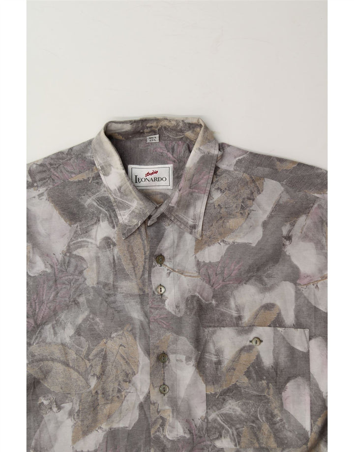 STUDIO LEONARDO Mens Abstract Pattern Shirt Size 41 Large Grey Vintage Studio Leonardo and Second-Hand Studio Leonardo from Messina Hembry 