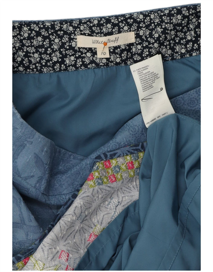 WHITE STUFF Damska spódnica o linii A UK 10 Mała W32 Niebieski kwiatowy poliester