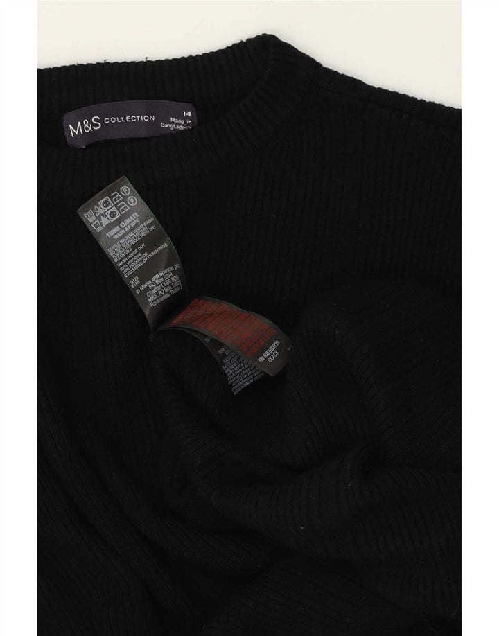 Marks & Spencer Damski sweter z okrągłym dekoltem UK 14, duża czarna wiskoza