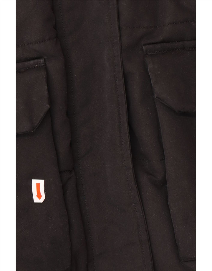 Damska kurtka z kapturem Superdry o luźnym kroju, wyściełana UK 10, mała, czarna, zimowa