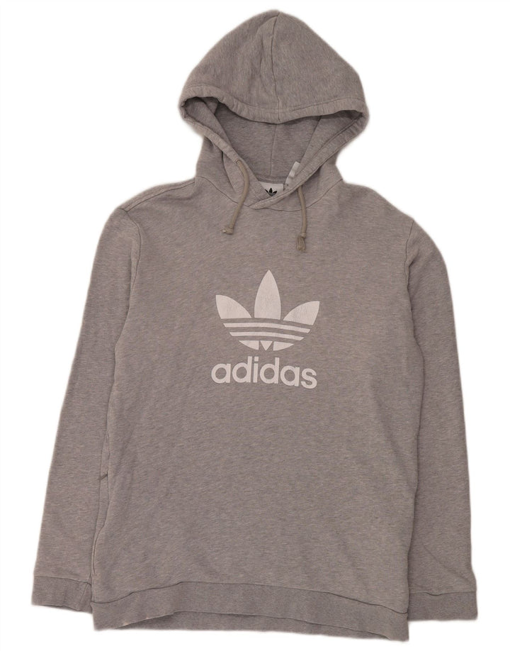 Męska bluza z kapturem Adidas Graphic, średnia szara bawełna