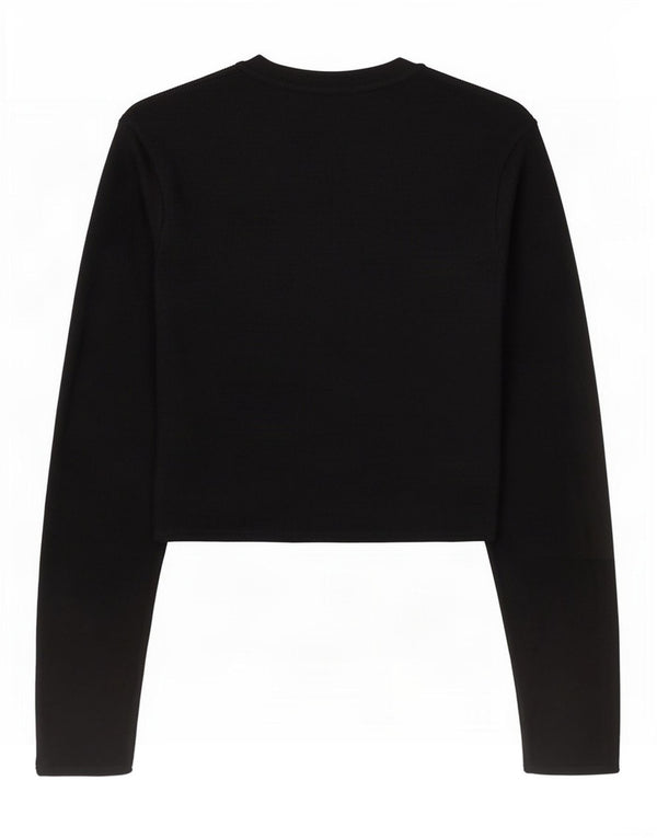 Damski krótki top Zara z długim rękawem UK 8 Small, czarna wiskoza