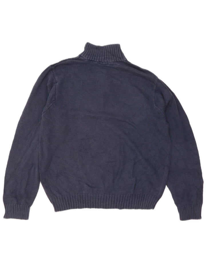 Izod Męski sweter z zamkiem błyskawicznym, średni granatowy, bawełniany