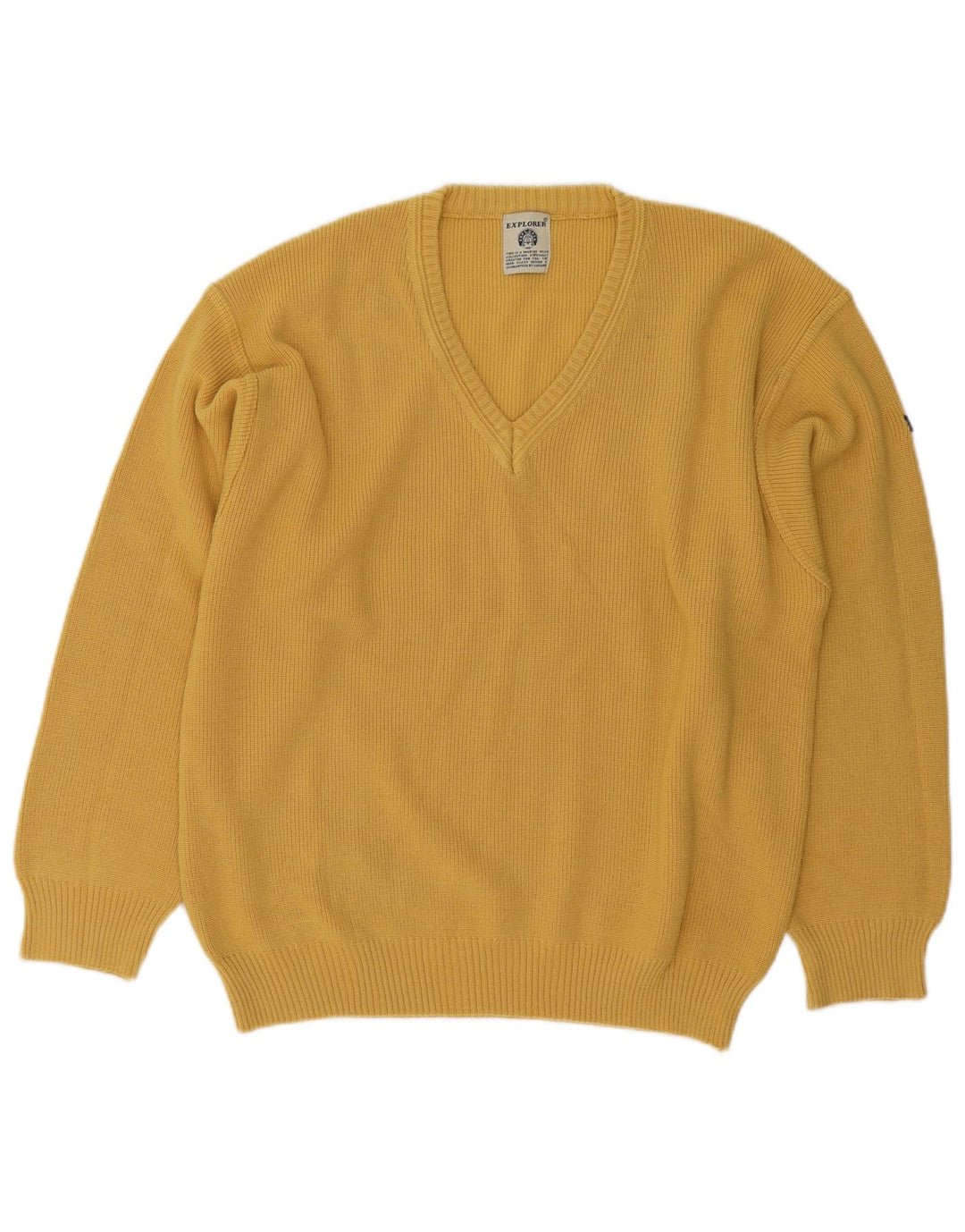 Męski sweter Explorer z dekoltem w szpic IT 50 Średnia żółta wełna