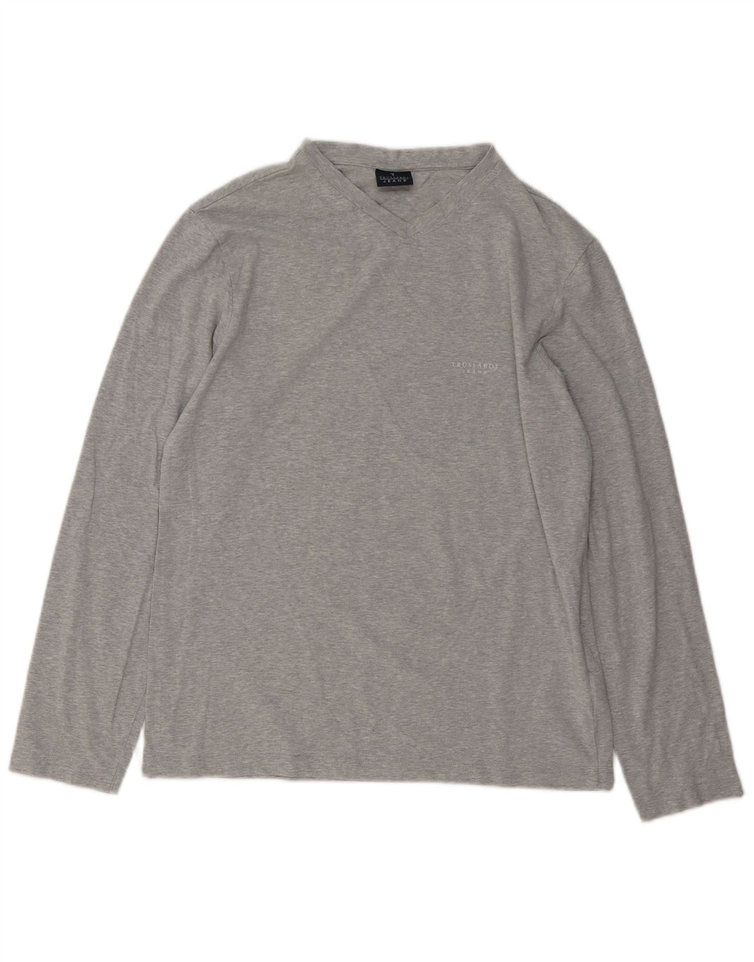 Męski top Trussardi Jeans z długim rękawem, średnioszary, bawełniany w cętki