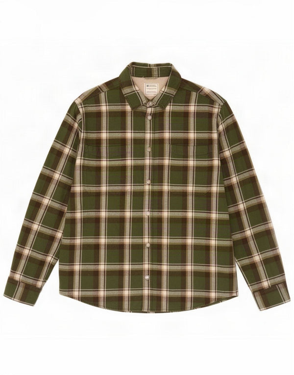 Męska koszula flanelowa Mountain Warehouse XL w zieloną kratę, bawełniana