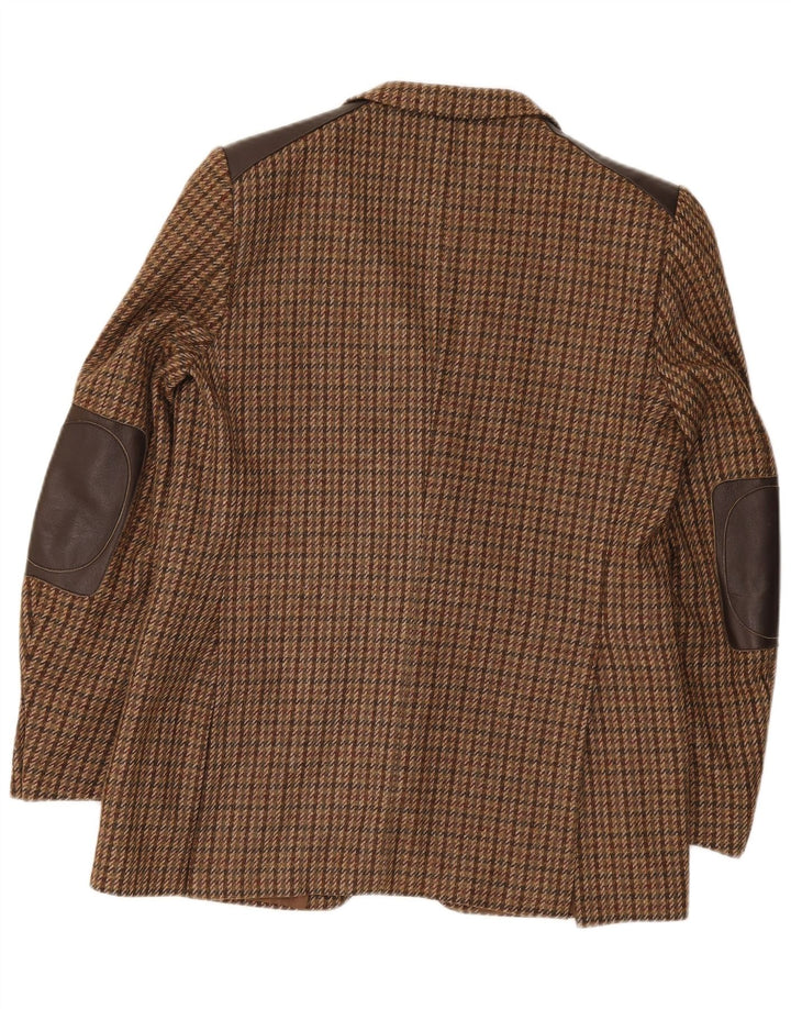 Vintage męska marynarka zapinana na 2 guziki IT 52 XL, brązowa wełna w pepitkę
