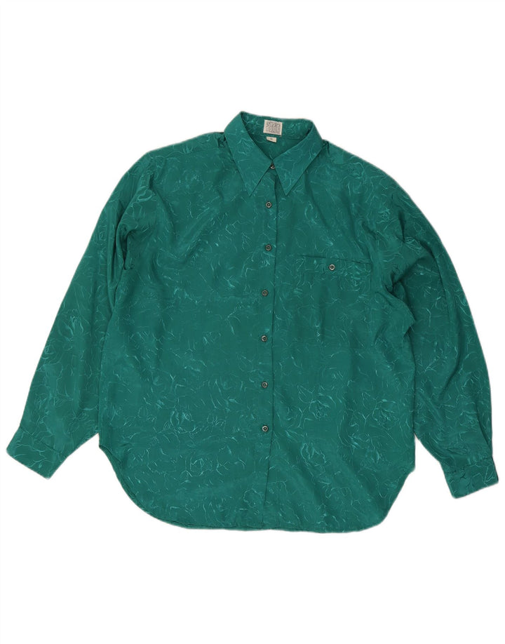 STUDIO DEE Womens Longline Loose Fit Shirt UK 12 Medium Green Floral