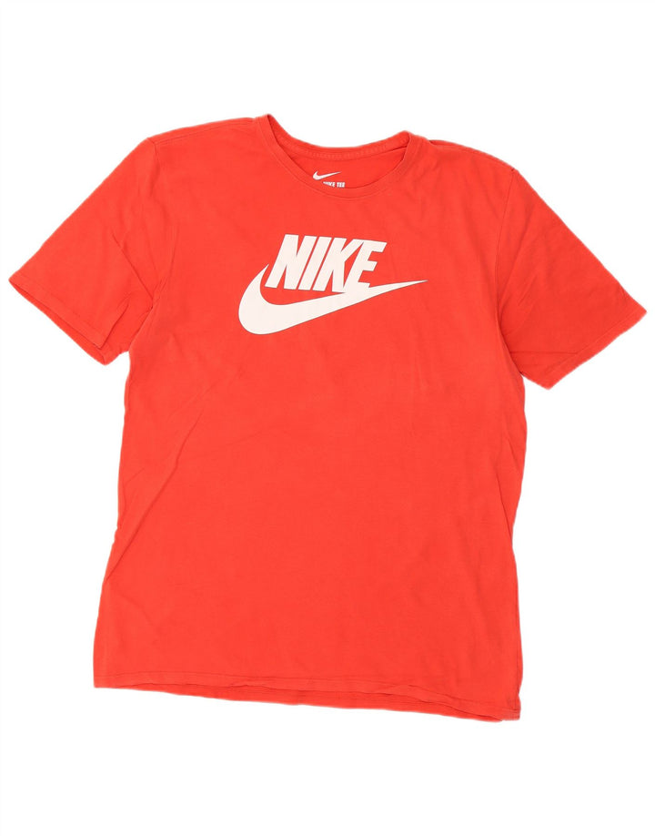 Męski T-shirt Nike o sportowym kroju z grafiką, duży, czerwony, bawełniany
