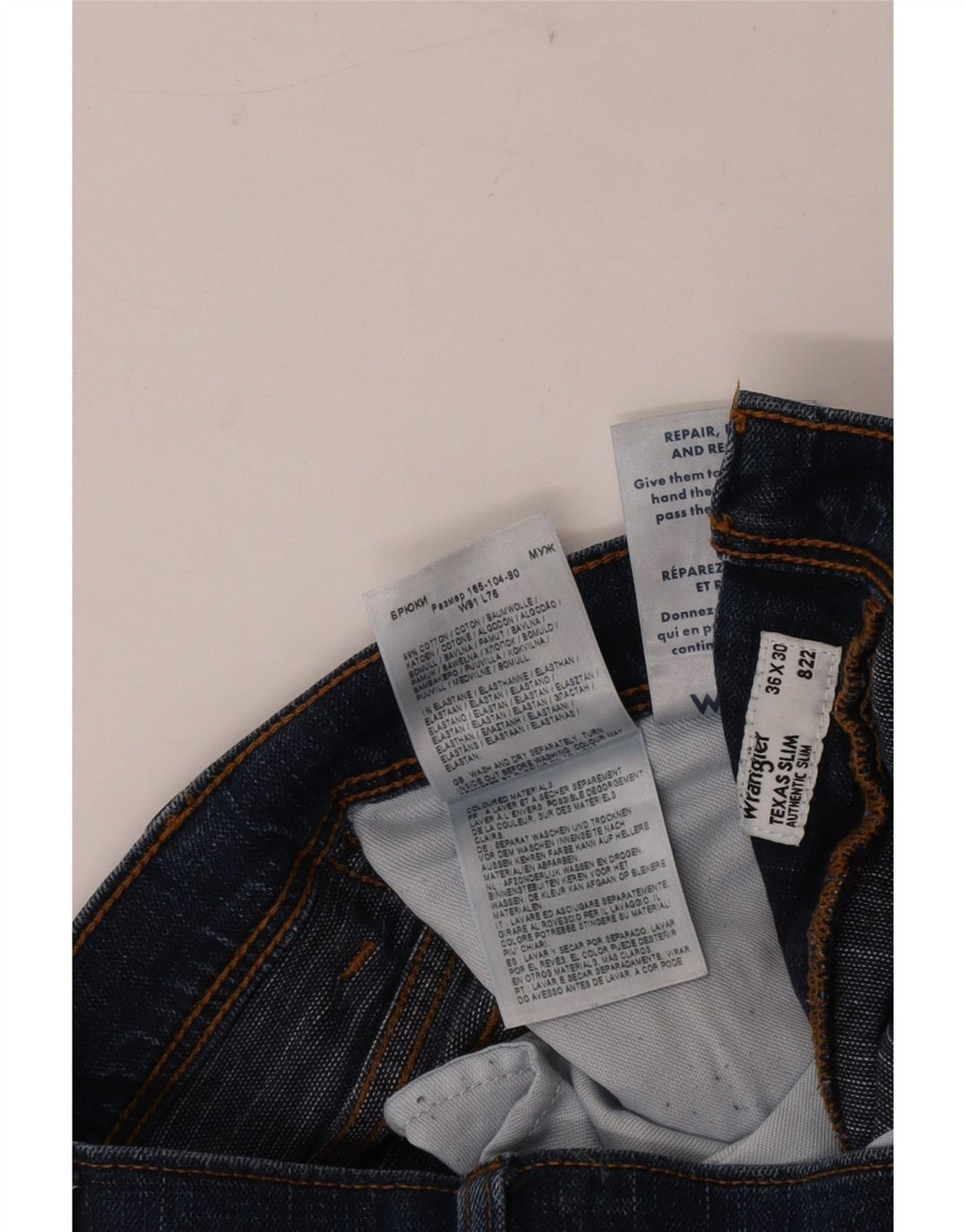 Męskie jeansy Wrangler Texas Slim W36 L30 Granatowe, bawełniane
