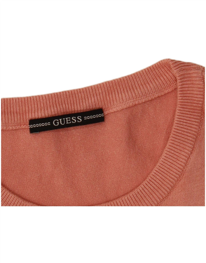 Damski sweter Guess z graficznym wycięciem pod szyją, UK 14, średni róż