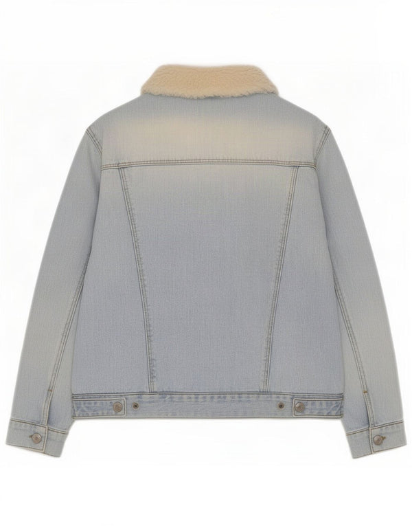 Damska kurtka dżinsowa Topshop Sherpa UK 10, mała, niebieska, bawełniana w bloki kolorów