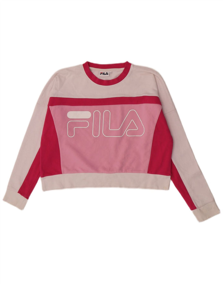 Damska bluza typu oversize Fila Crop Jumper UK 10 Small Pink Colorblock