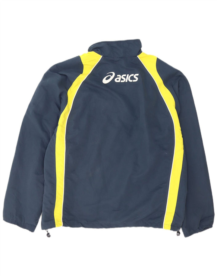 Męska kurtka dresowa Asics z grafiką, 2XL, granatowy, poliester z blokami kolorów