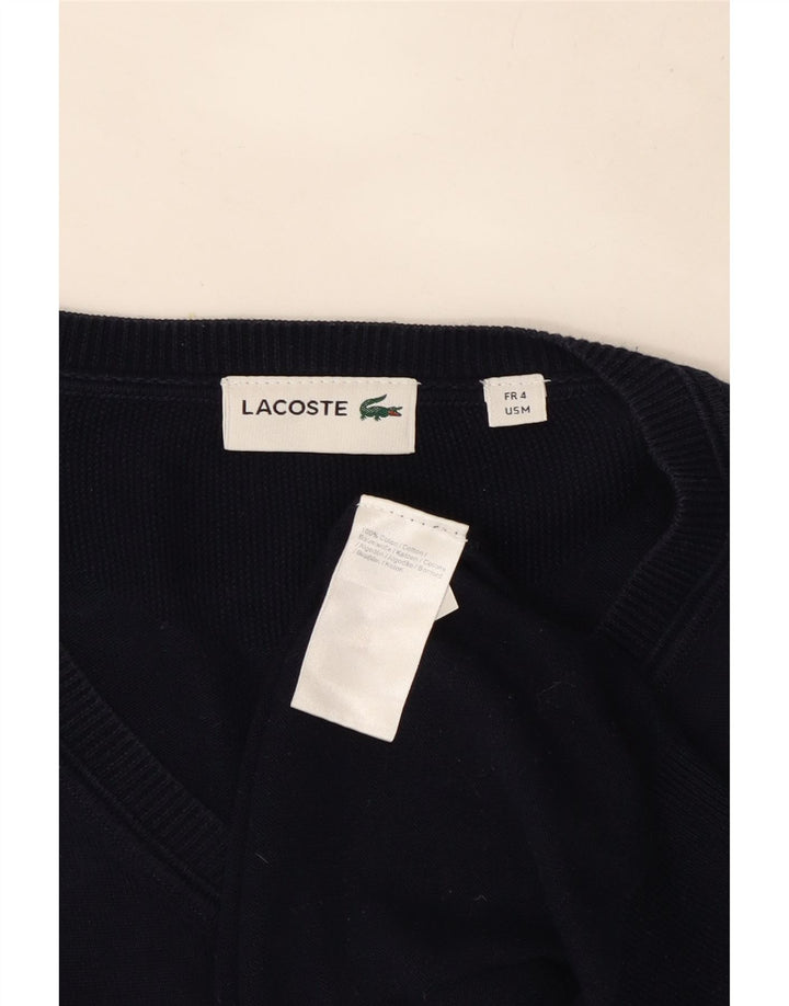 Lacoste Męski sweter z dekoltem w kształcie litery V, rozmiar 4, średni granatowy, bawełniany