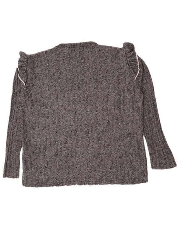 Marks & Spencer Damski sweter z okrągłym dekoltem UK 16, duży, szary, akrylowy